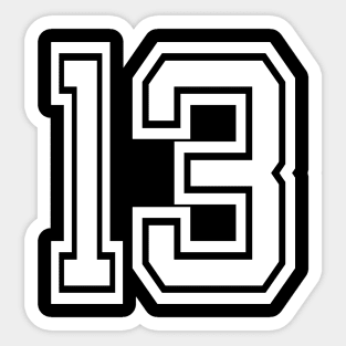 Numbers 13 for a sports team, group, or community Sticker